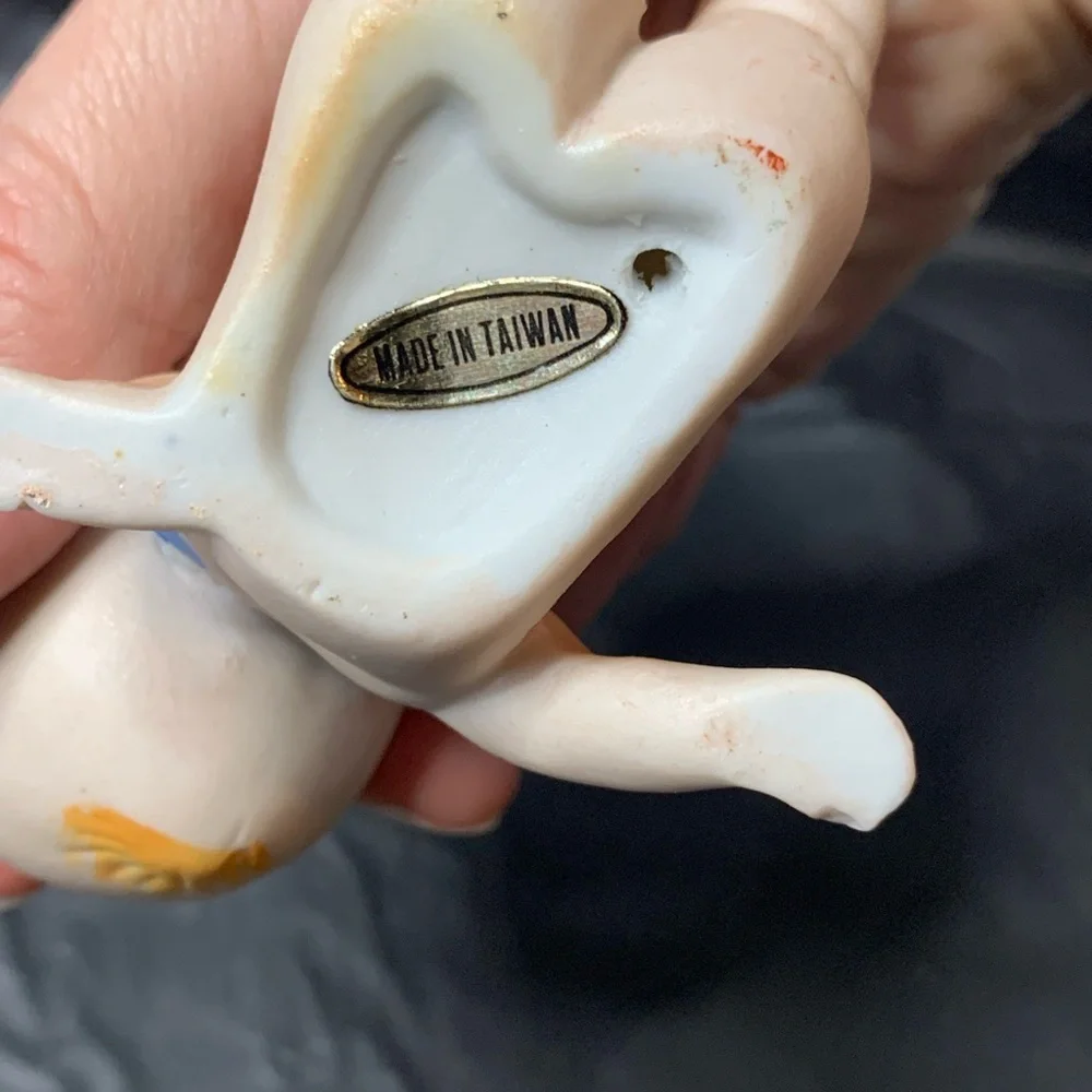 Kewpie Porcelain Baby Beige Vintage Angle Baby Collectable Playful Piano Baby